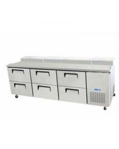 Pizza Prep Table, 93", 6-Drawer, Refrigerated, S/S